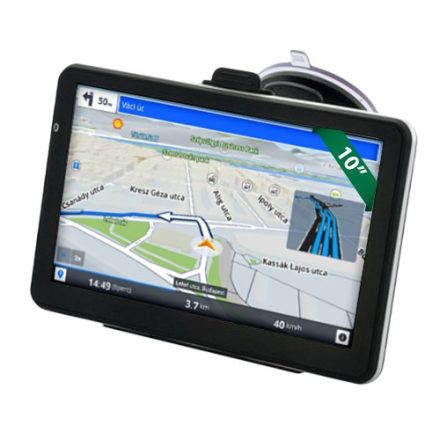 Giga kijelzős 10 colos GPS navigáció - Teljes Magyarország - és Világtérképpel, IPS kijelzővel!