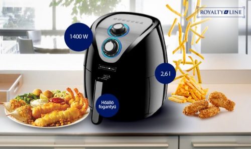 Air Fryer Prémium olaj nélküli fritőz, Fekete - Süss Te is egészségesen +Receptkönyv!