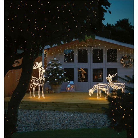 Világító szarvas szánnal - Kiváló dekoráció a karácsonyfa mellé, fedett teraszon, kertben, vagy a ház bármely pontján!