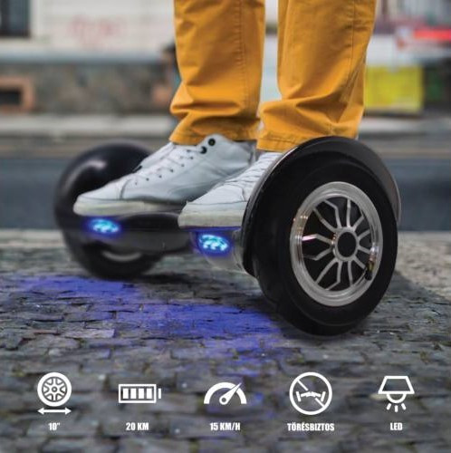 KIÁRUSÍTÁS! Segway, Hoverboard Guruló Járgány - 10 hüvelykes gumiabroncsokkal, 20km hatótáv, 15 km/h sebesség!