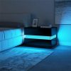 BigHome éjszakai asztal, éjjeliszekrény, Beépített RGB LED Világítással - Fekete
