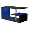 BigHome 100 cm-es dohányzóasztal, Beépített RGB LED Világítással - Fekete