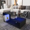 BigHome 100 cm-es dohányzóasztal, Beépített RGB LED Világítással - Fekete