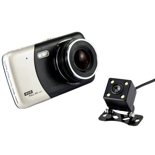 Dupla kamerás FullHD Autóskamera Tolatókamerával - Nagy, Csúcsminőségű IPS Képernyővel!