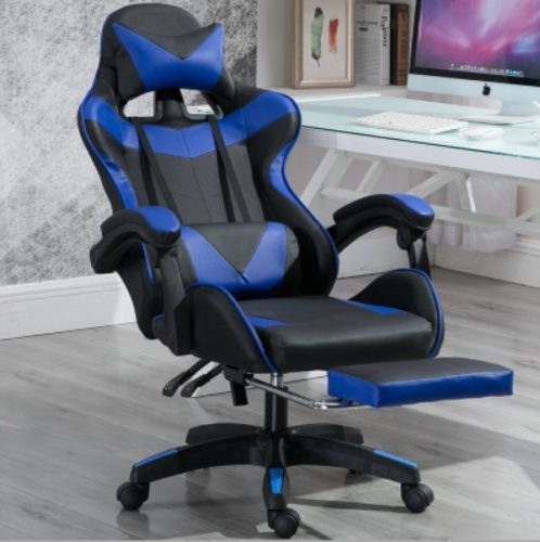 Racing Pro X Gamer szék lábtartóval, kék-fekete
