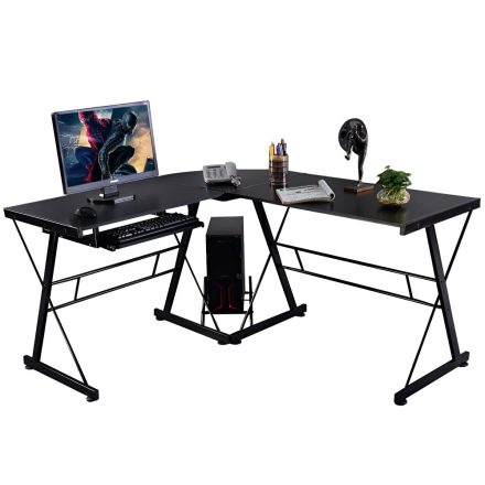 BigHome L alakú íróasztal, Fekete