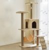 Macska kaparófa - Házikóval, hintával és pihenő felülettel  - Bézs színben 