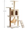 Macska kaparófa - Házikóval, hintával és pihenő felülettel  - Bézs színben 